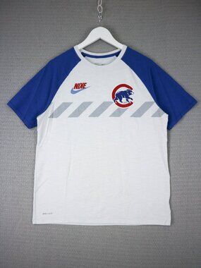 Nike MLB Chicago Cubs Raglan Sleeve Sports Team Shirt Large Dri-Fit